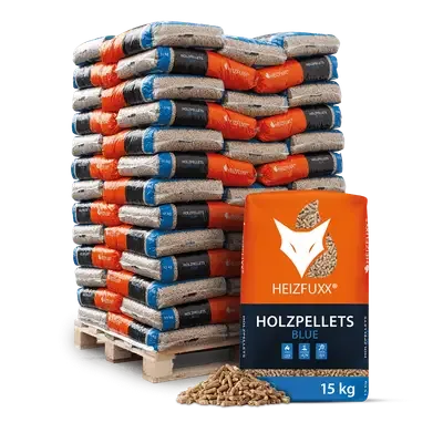 Pellet drzewny Heizfuxx Blue ENplus A1 6 mm · pełna paleta 975 kg